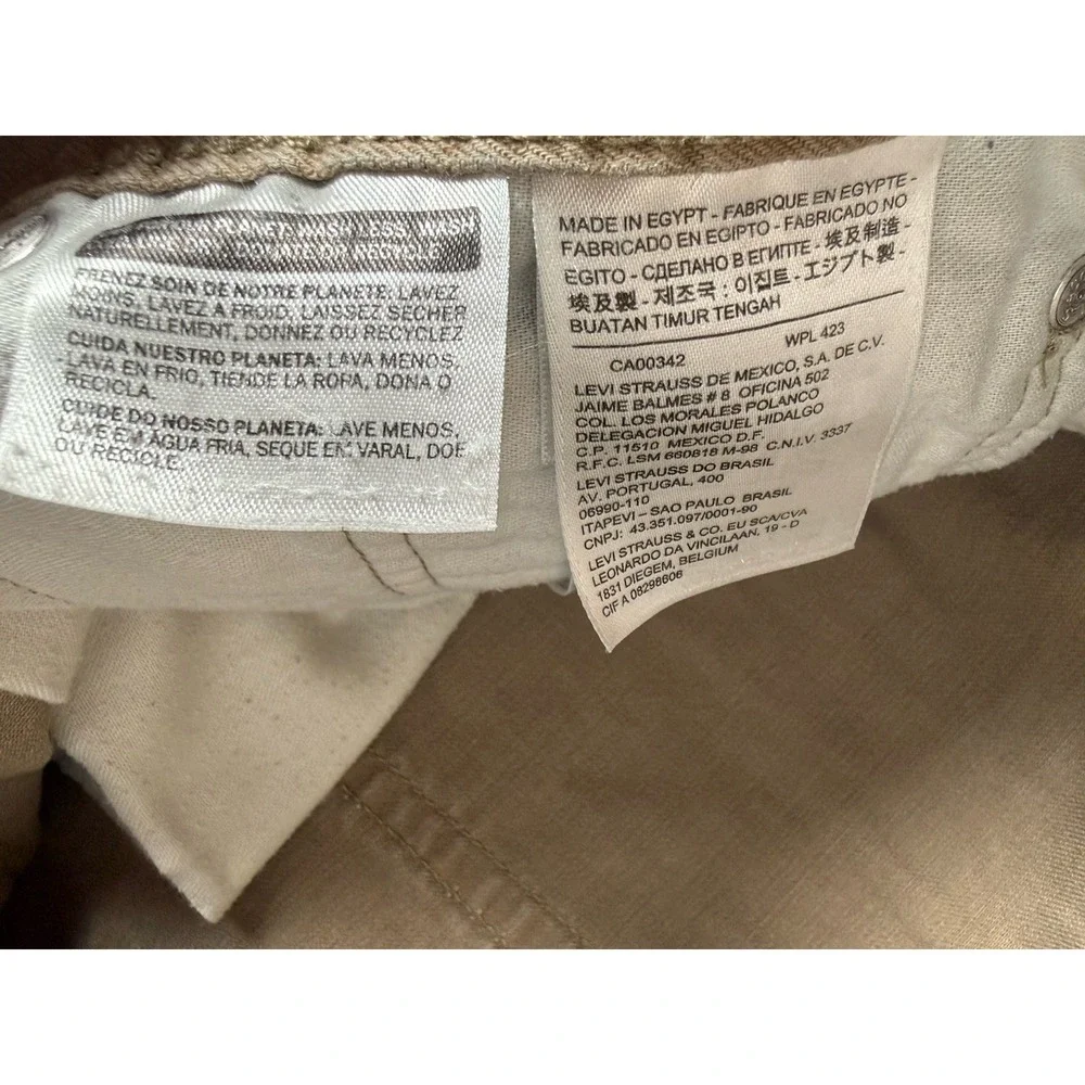 Levi's 505 Regular Fit Khaki Jeans Men's 38x30 Beige Straight Leg Cotton